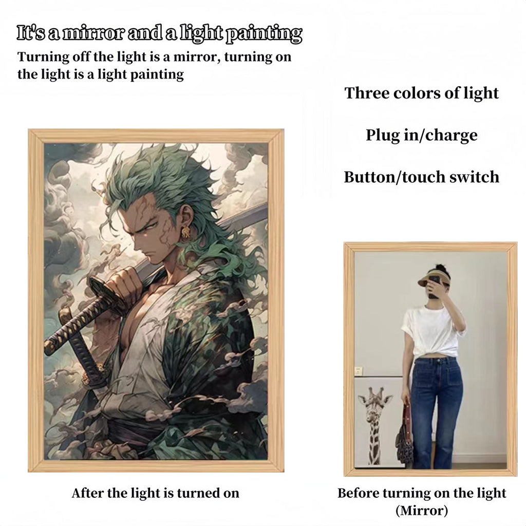 Luffy/Zoro/Sanji peuvent servir de miroirs, de peintures décoratives ou de tableaux lumineux.