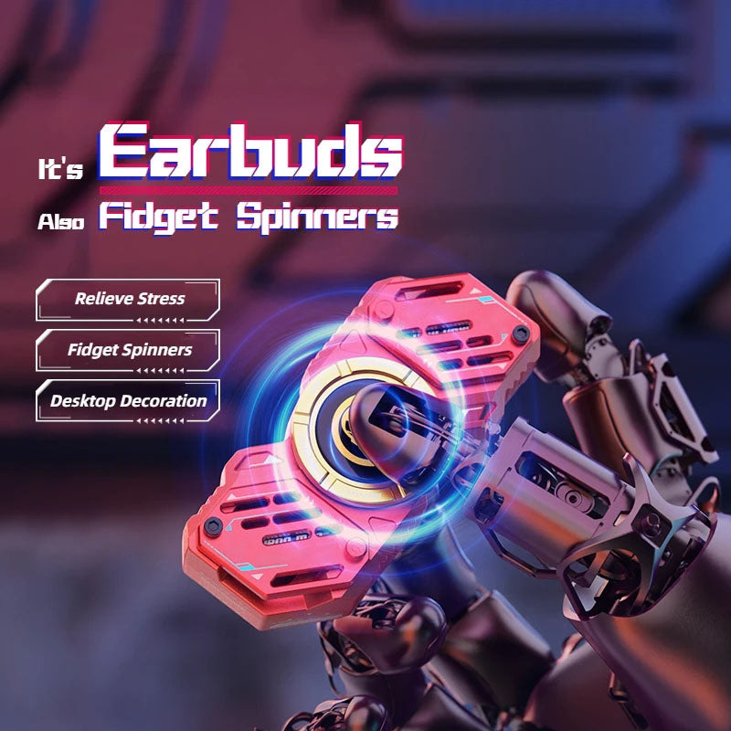 Écouteurs sans fil TWS Bluetooth 5.4 Marvel Iron Man Captain America Fidget Spinner, écouteurs sans fil à rabat magnétique Mecha en alliage de zinc
