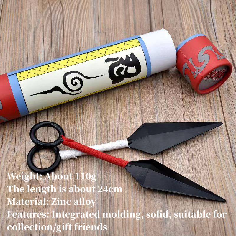Accessoire de Cosplay Naruto Uzumaki Ninja Kunai, Kunai en métal avec emballage en rouleau