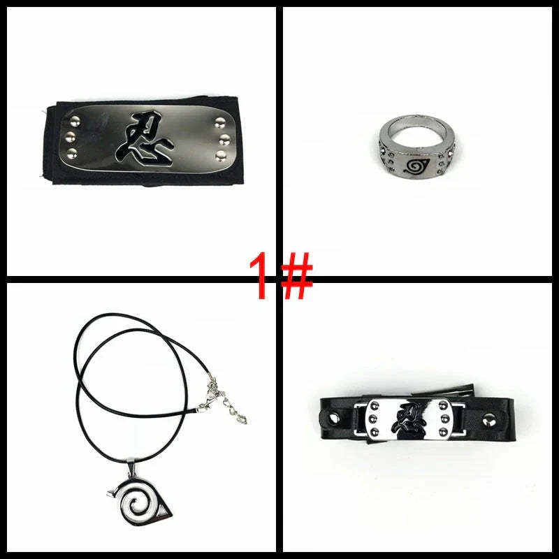 Sasuke1:1 métal kunaishuriken bague bandeau collier costume
