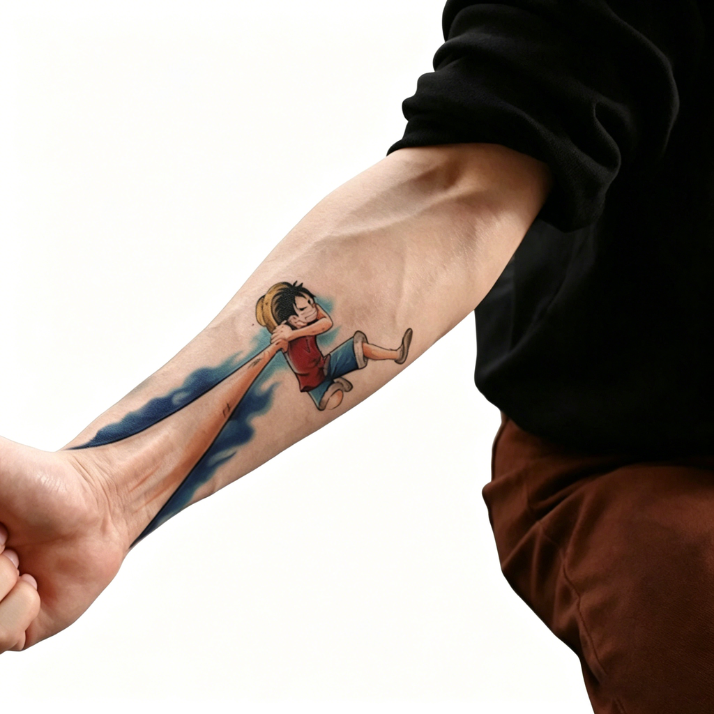 One Piece Luffy Arm Stretch Temporary Tattoo, Anime Cosplay Accessory for Men & Women