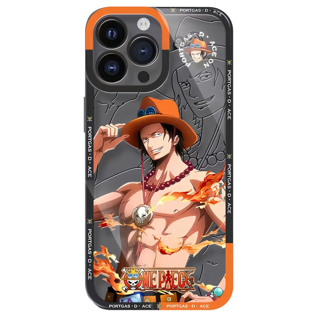 Coque de téléphone en silicone Luffy/Zoro/Ace résistante aux chocs pour iPhone