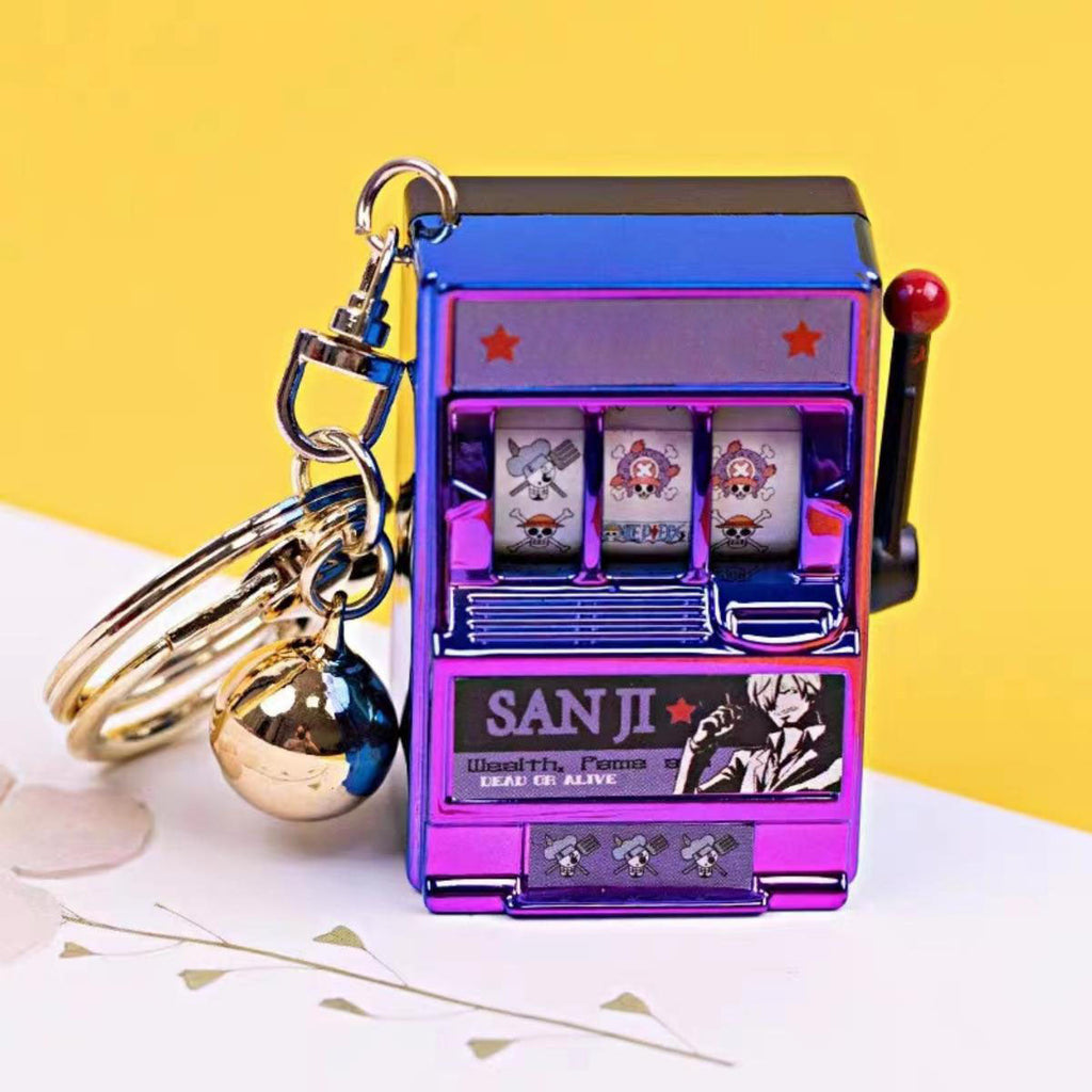 Porte-clés Luffy/Zoro Machine à sous fruitée Pendentif livre pop-up Machine à sous