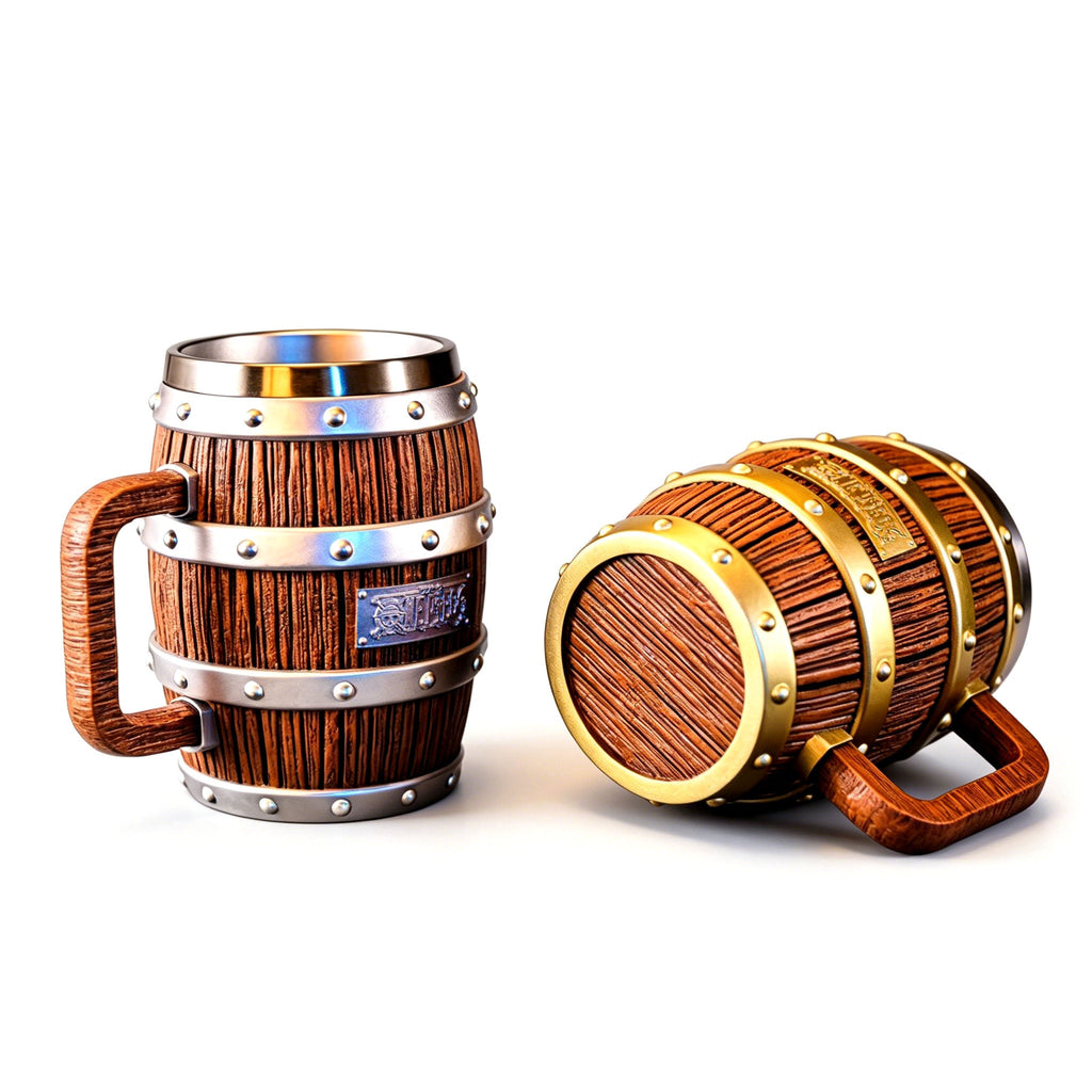Chope/Mug Luffy Ace One Piece en forme de tonneau, en acier inoxydable 304, pour bière ou café, avec motifs pirates et anime