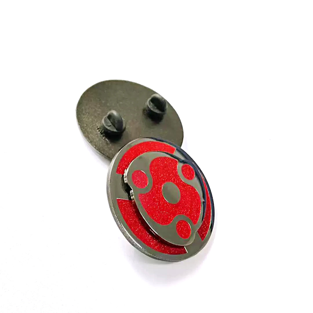 Naruto Uchiha Madara Sharingan Mangekyo Rotatif Épingle en émail, Broche Anime Rotative