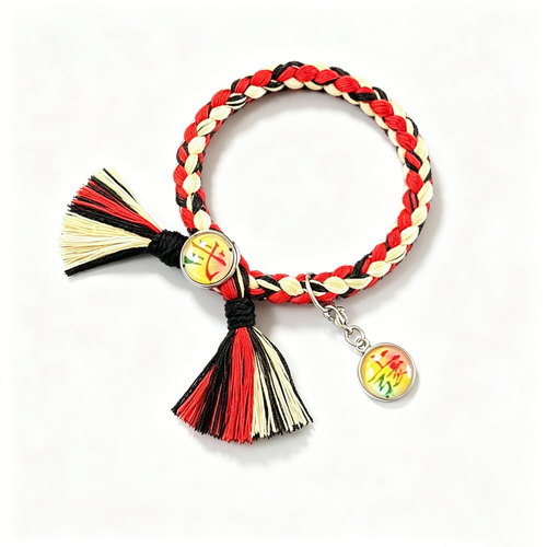 Demon Slayer Upper Moon Demon Adjustable Braided Bracelet, Anime Tassel Charm