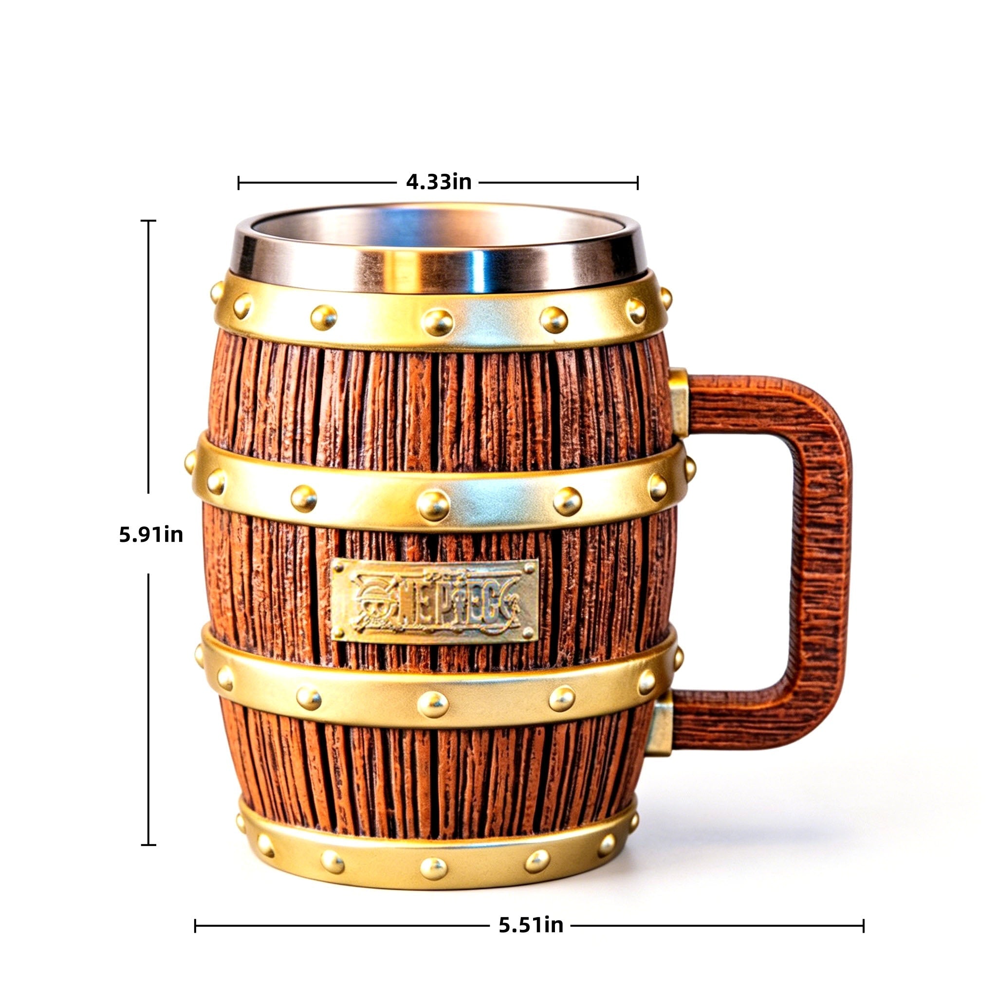 Chope/Mug Luffy Ace One Piece en forme de tonneau, en acier inoxydable 304, pour bière ou café, avec motifs pirates et anime