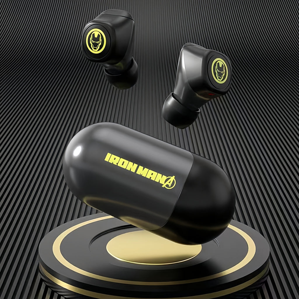 Marvel Iron Man Captain America TWS Earbuds, Avengers Bluetooth 5.3 Wireless Gaming Headphones