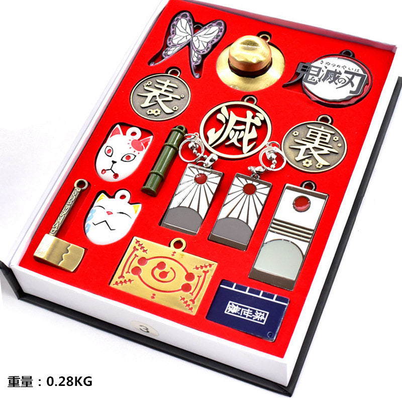 Ensemble de porte-clés Demon Slayer Tanjiro Kamado à collectionner, pendentifs en métal et répliques d'épées d'anime
