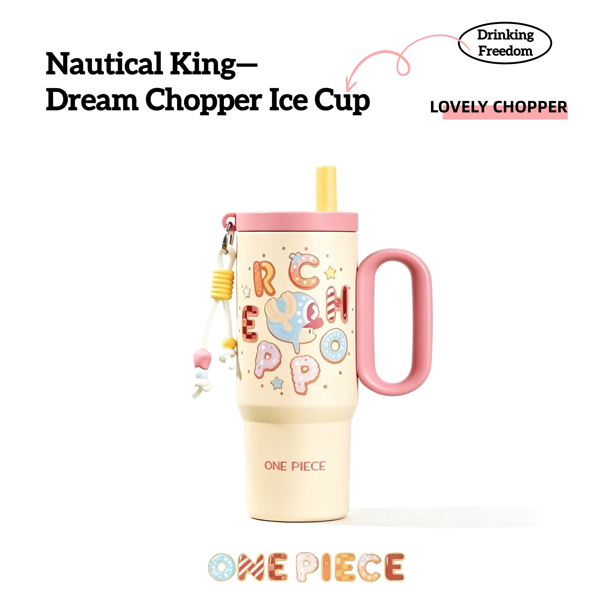 Gobelet isotherme One Piece Tony Tony Chopper 720 ml, Tasse à café glacé en acier inoxydable Anime avec porte-clés