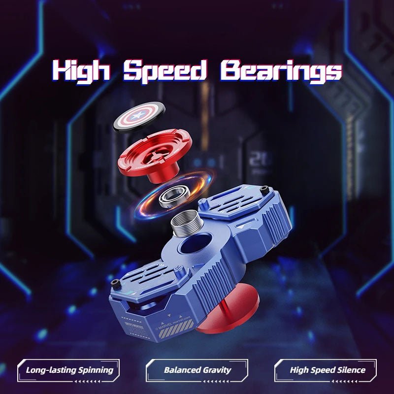 Écouteurs sans fil TWS Bluetooth 5.4 Marvel Iron Man Captain America Fidget Spinner, écouteurs sans fil à rabat magnétique Mecha en alliage de zinc