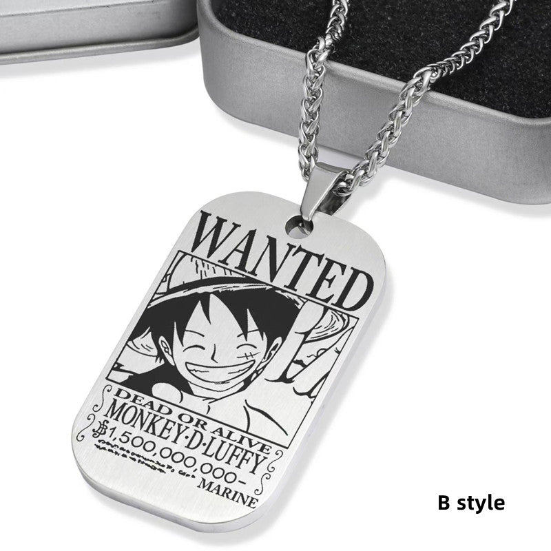 Collier de primes de personnages en titane Luffy/Zoro/Nami/Sanji