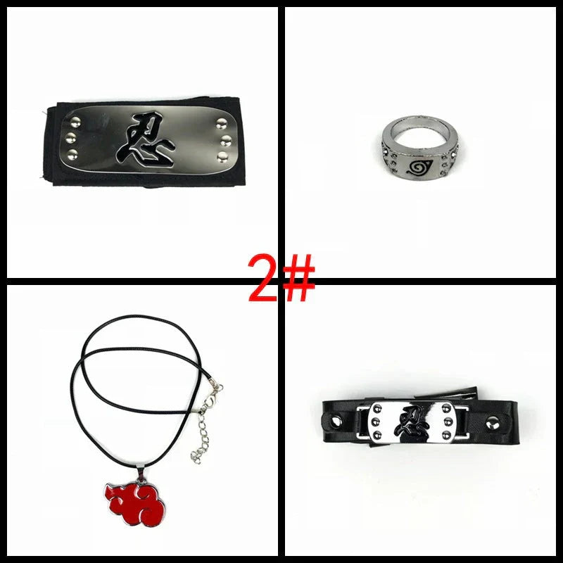 Sasuke1:1 métal kunaishuriken bague bandeau collier costume
