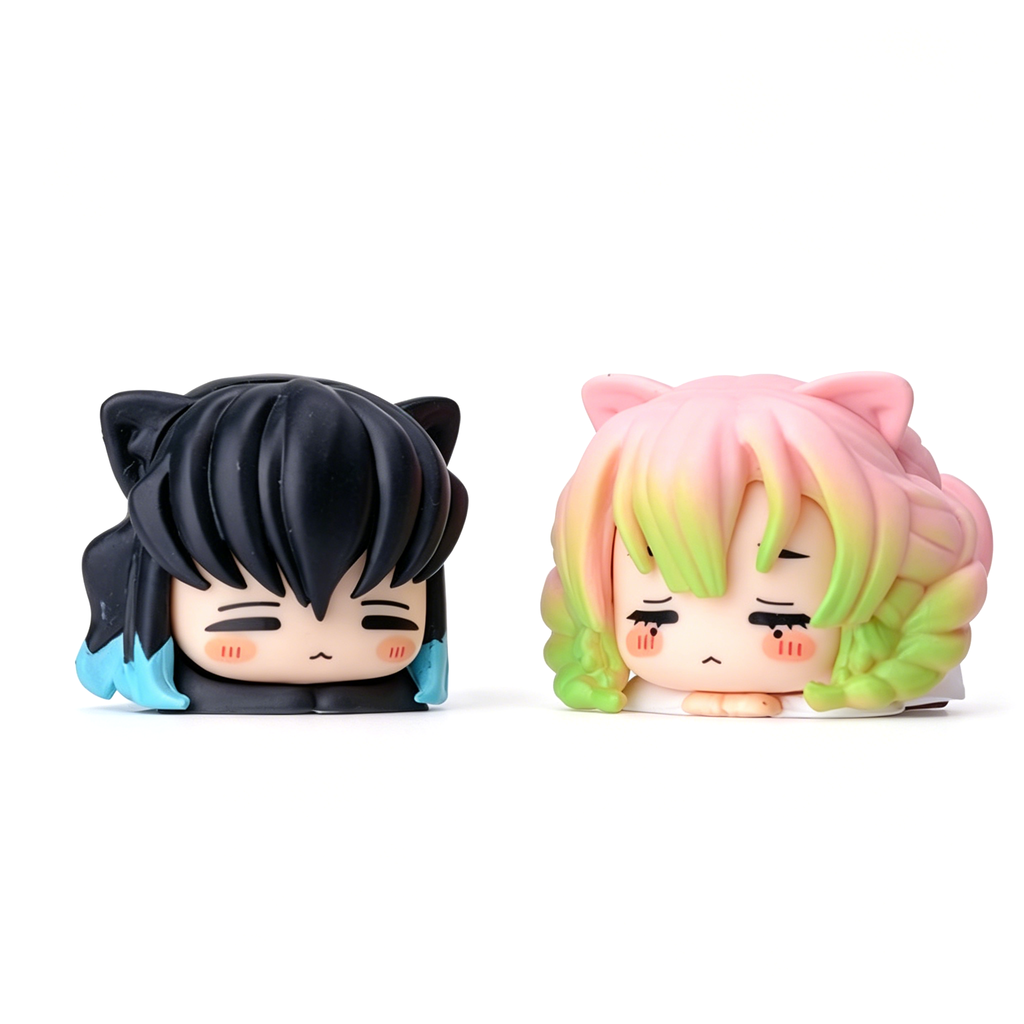 Figurines Chibi Oreilles de Chat Demon Slayer Nezuko Tanjiro, Ensemble de 6 Figurines d'Anime Endormies