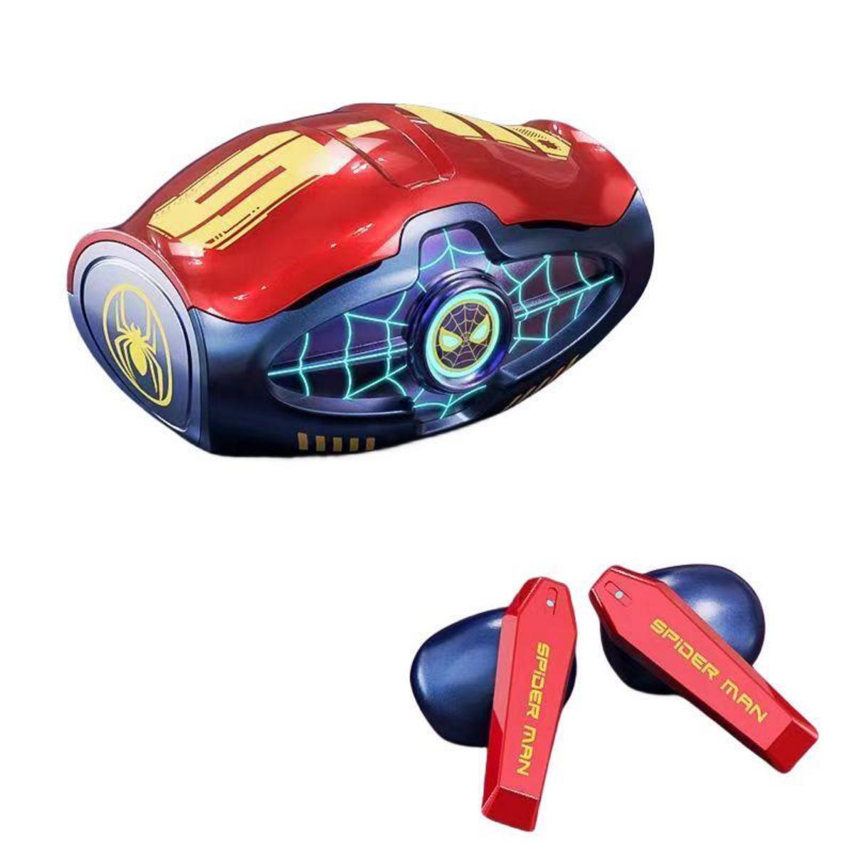 Écouteurs sans fil Marvel Spider-Man Iron Man, Écouteurs Bluetooth TWS Marvel avec boîtier de charge LED