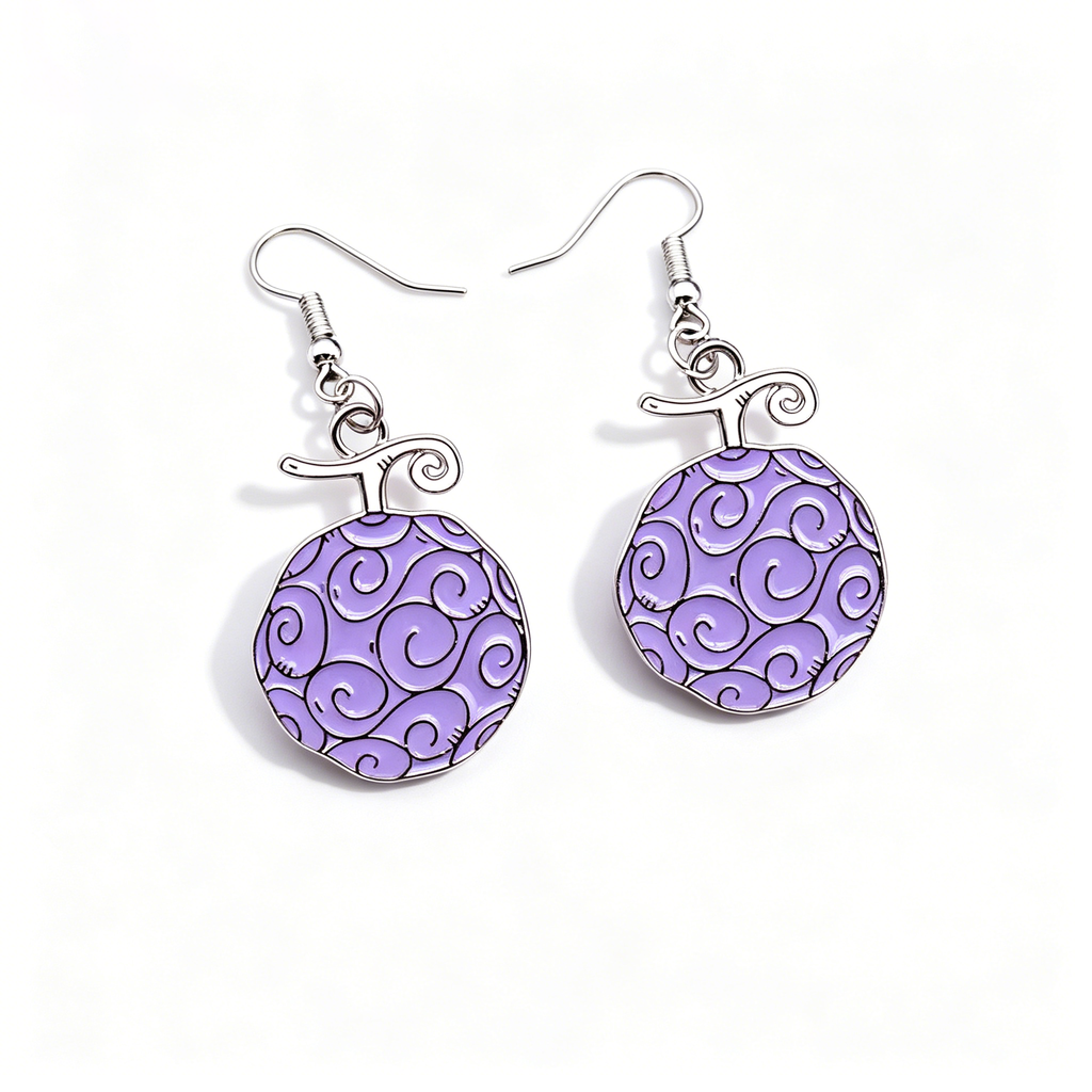 Boucles d'oreilles pendantes en émail One Piece Fruit du Démon Pyro-Fruit de Ace