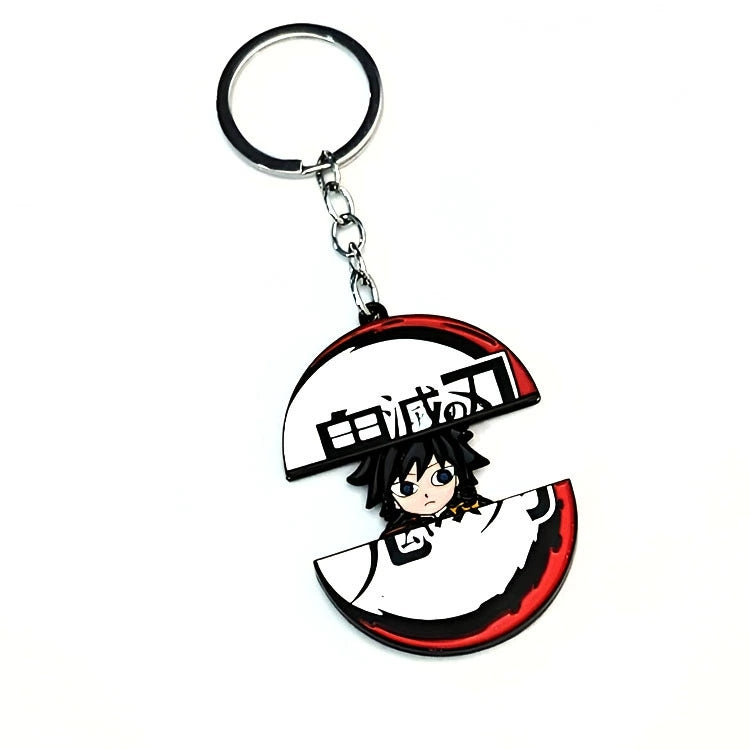 Porte-clés rétractable Demon Slayer Tanjiro Nezuko, porte-clés métallique anime mignon à design fendu