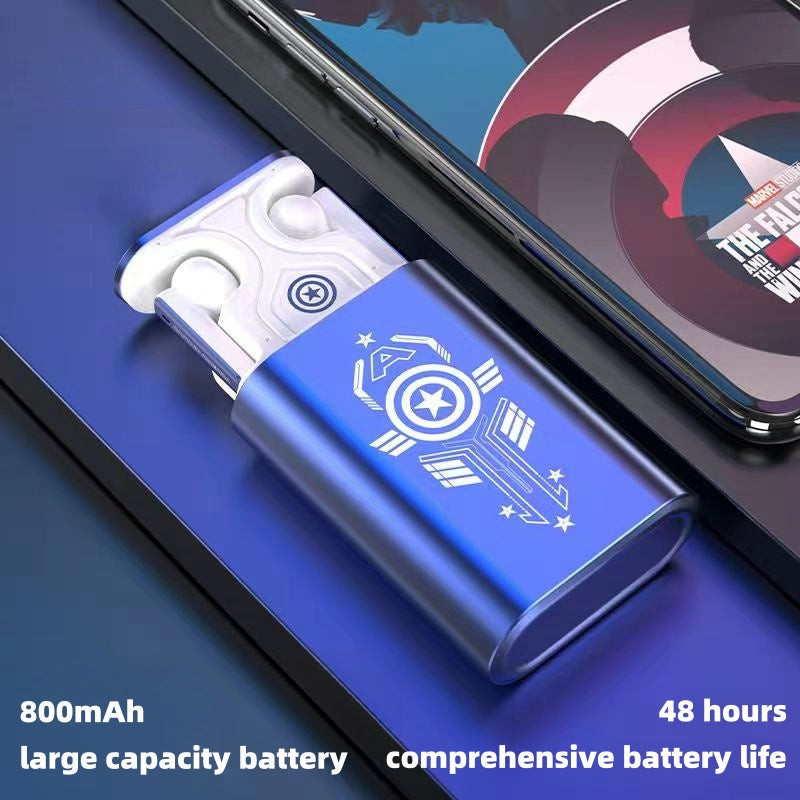Marvel Iron Man Captain America Wireless Earbuds, Avengers Mechanical Elevator Bluetooth 5.3 Gaming Headphones