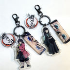 Porte-clés en acrylique réfléchissant Demon Slayer, lot de 3 pièces, accessoires de sac à main Anime
