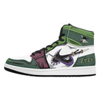 One Piece Roronoa Zoro Three Swords Style Anime Print High Top Sneakers, Straw Hat Pirates Skull Logo Casual Street Skate Shoes