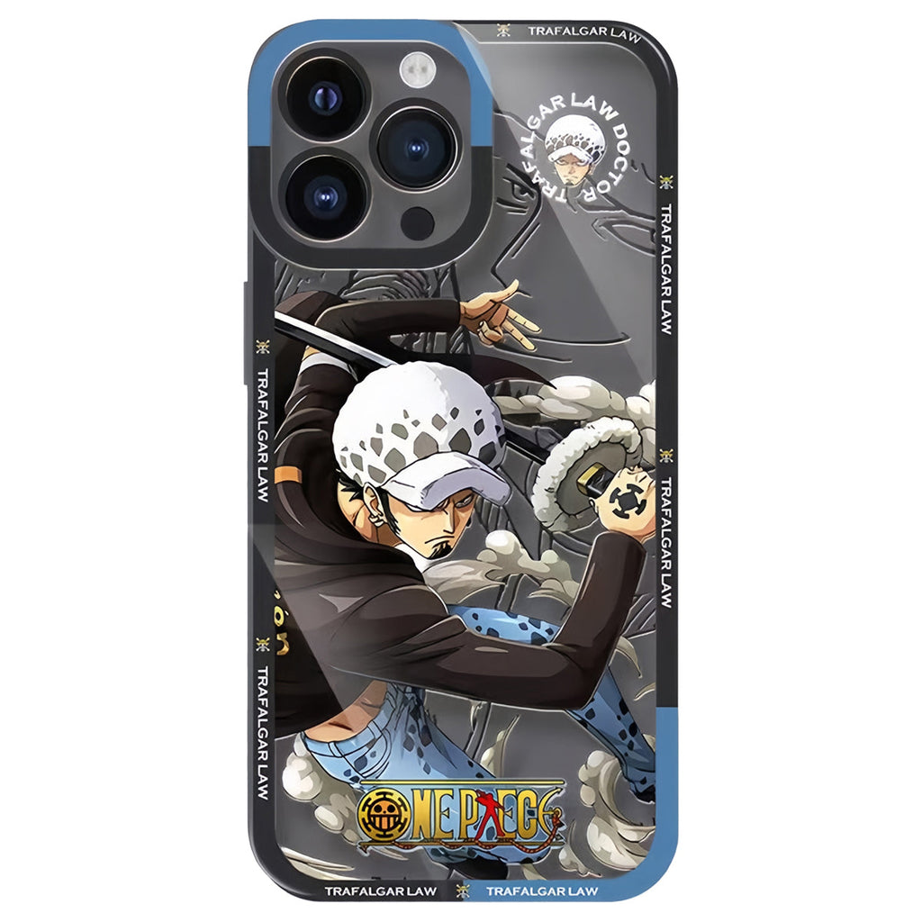 Coque de téléphone en silicone Luffy/Zoro/Ace résistante aux chocs pour iPhone