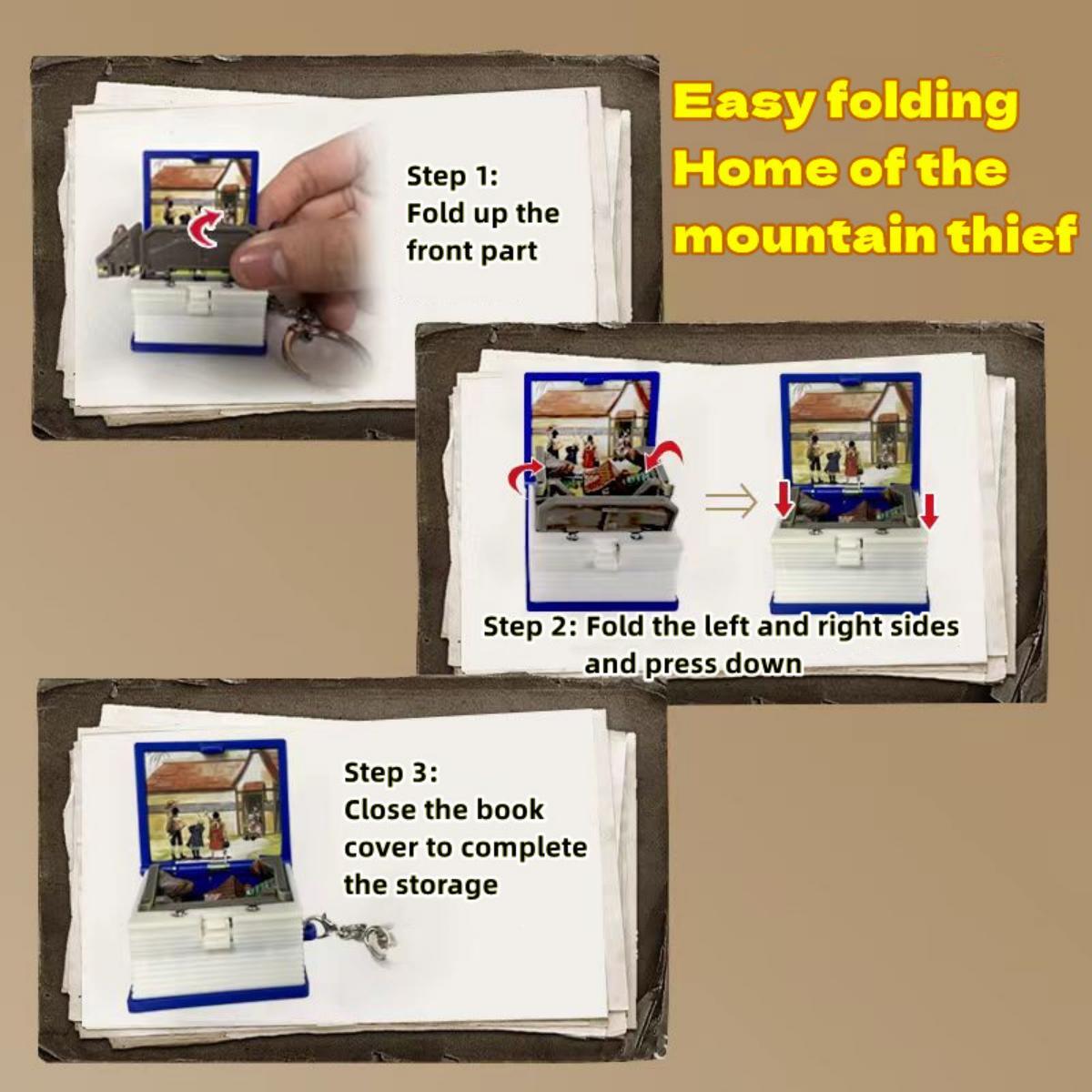 Porte-clés livre pop-up pliant en 3D LuffyAce/Sabo Les trois frères