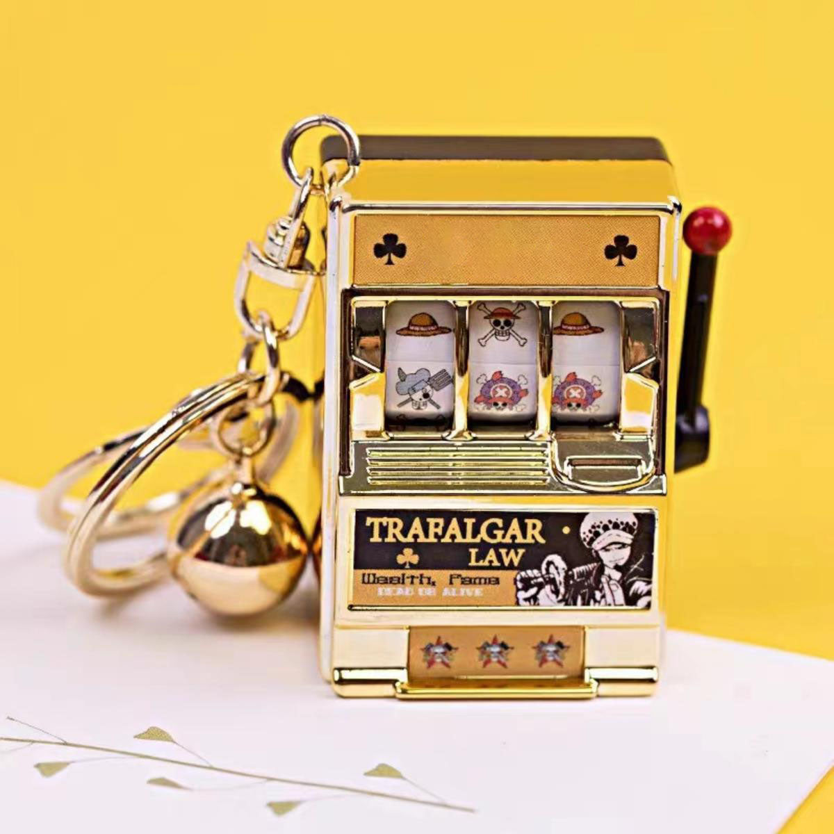 Porte-clés Luffy/Zoro Machine à sous fruitée Pendentif livre pop-up Machine à sous