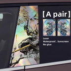 Autocollants laser de décoration de personnage pour colonne de voiture Tanjirou/Nezuko