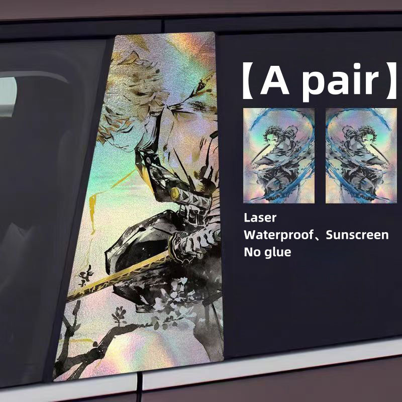 Autocollants laser de décoration de personnage pour colonne de voiture Tanjirou/Nezuko