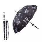 Demon Slayer Tanjiro Zenitsu Shinobu Katana Sword Handle Umbrella, Anime Pattern Windproof Straight Rain Sun Umbrella