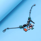 Demon Slayer Kamado Tanjiro Beaded Charm Bracelet, Adjustable Anime Chain