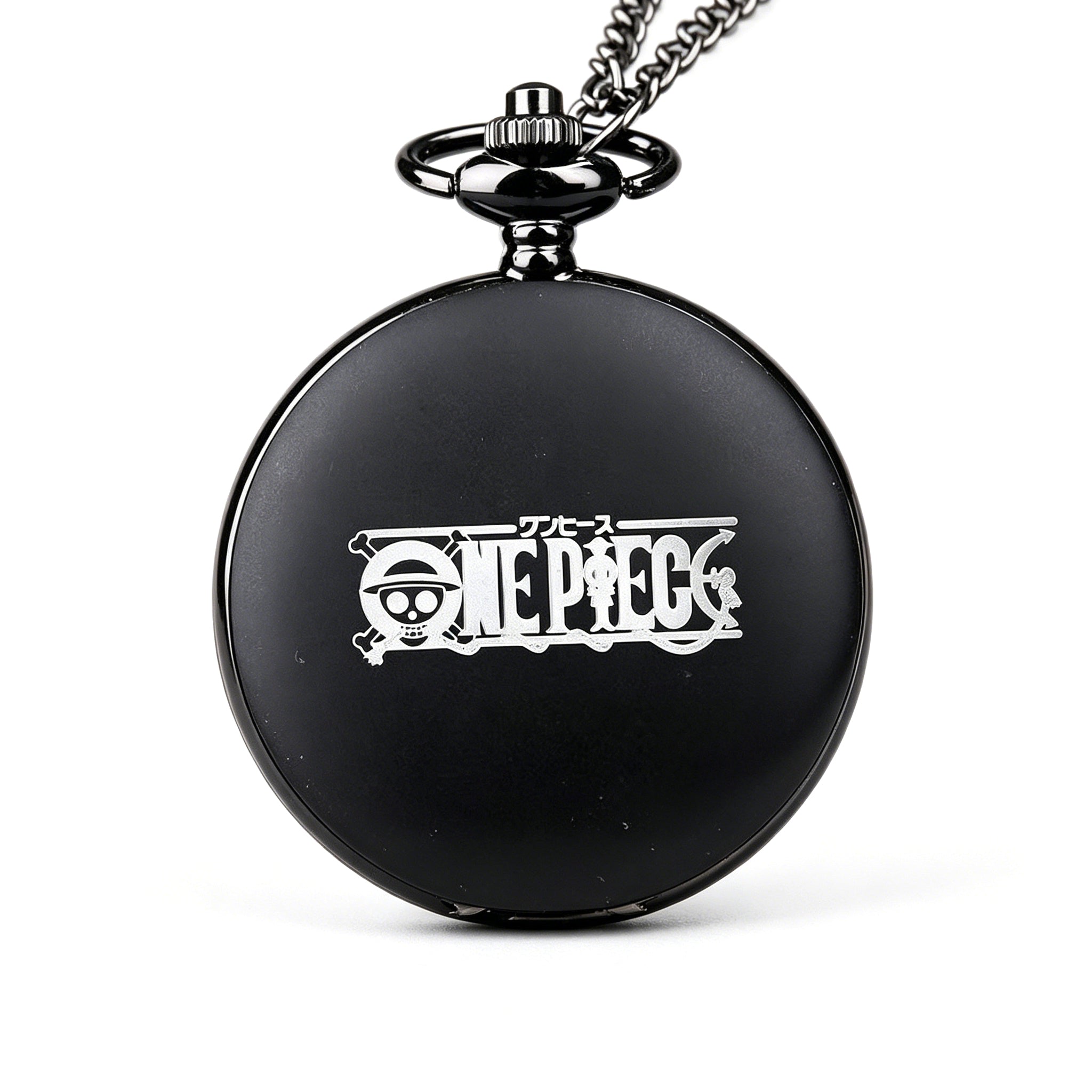 One Piece Monkey D Luffy Whitebeard Pocket Watch, Anime Pirate Skull Quartz Necklace Watch