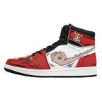 One Piece Monkey D. Luffy Anime Print High Top Sneakers, Red White Skull Logo Casual Streetwear Leather Skate Shoes