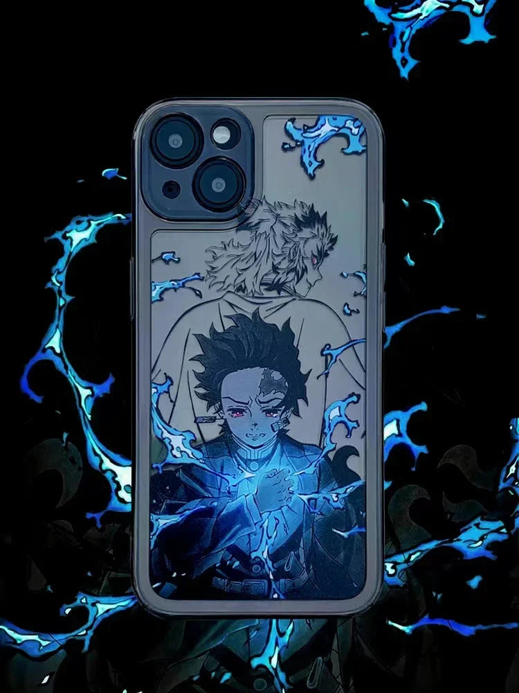 Coque de téléphone anti-collision en silicone exquise tendance Tanjirou/Zenitsu Apple
