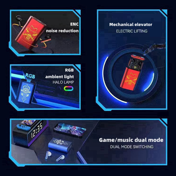 Marvel Iron Man Captain America Wireless Earbuds, Avengers Mechanical Elevator Bluetooth 5.3 Gaming Headphones