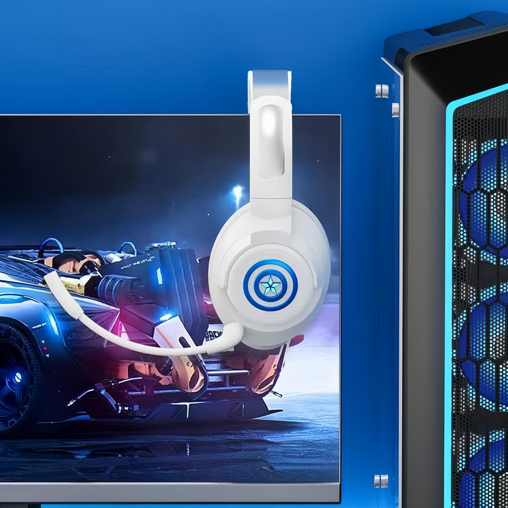Marvel Iron Man Captain America Over‑Ear Bluetooth Gaming Headphones, Low Latency Headset with Detachable Mic