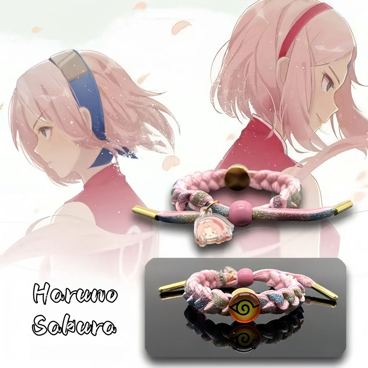 Bracelet en corde tressée à la main Kakashi/Sakura/Sasuke. Un bracelet idéal pour offrir.