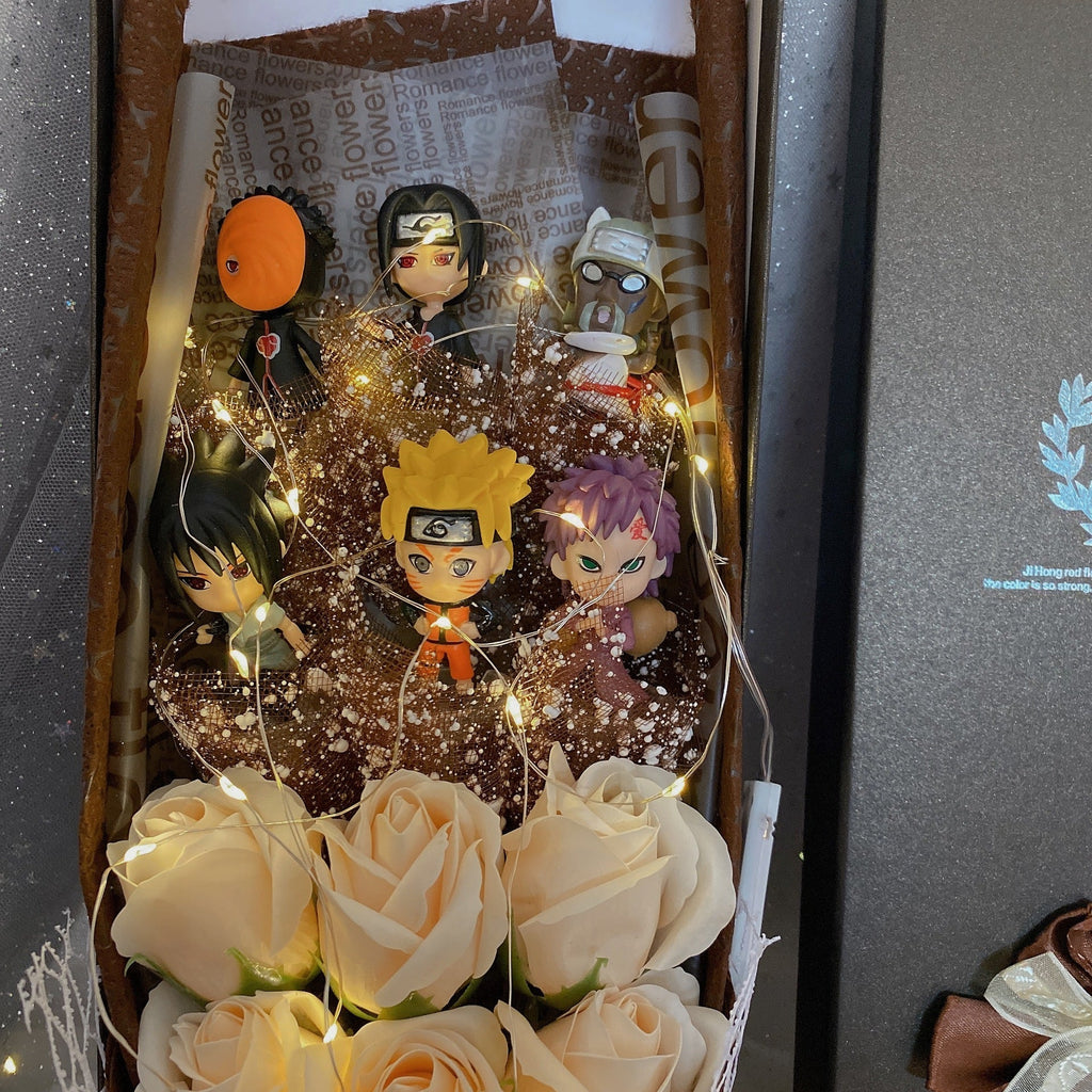 Bouquet de savon artisanal LED Rose Uzumaki/Sasuke pour romantique