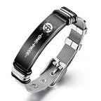 Bracelet en maille d'acier inoxydable avec poster de recherche gravé One Piece Monkey D. Luffy Roronoa Zoro, réglable, cadeau bijoux anime