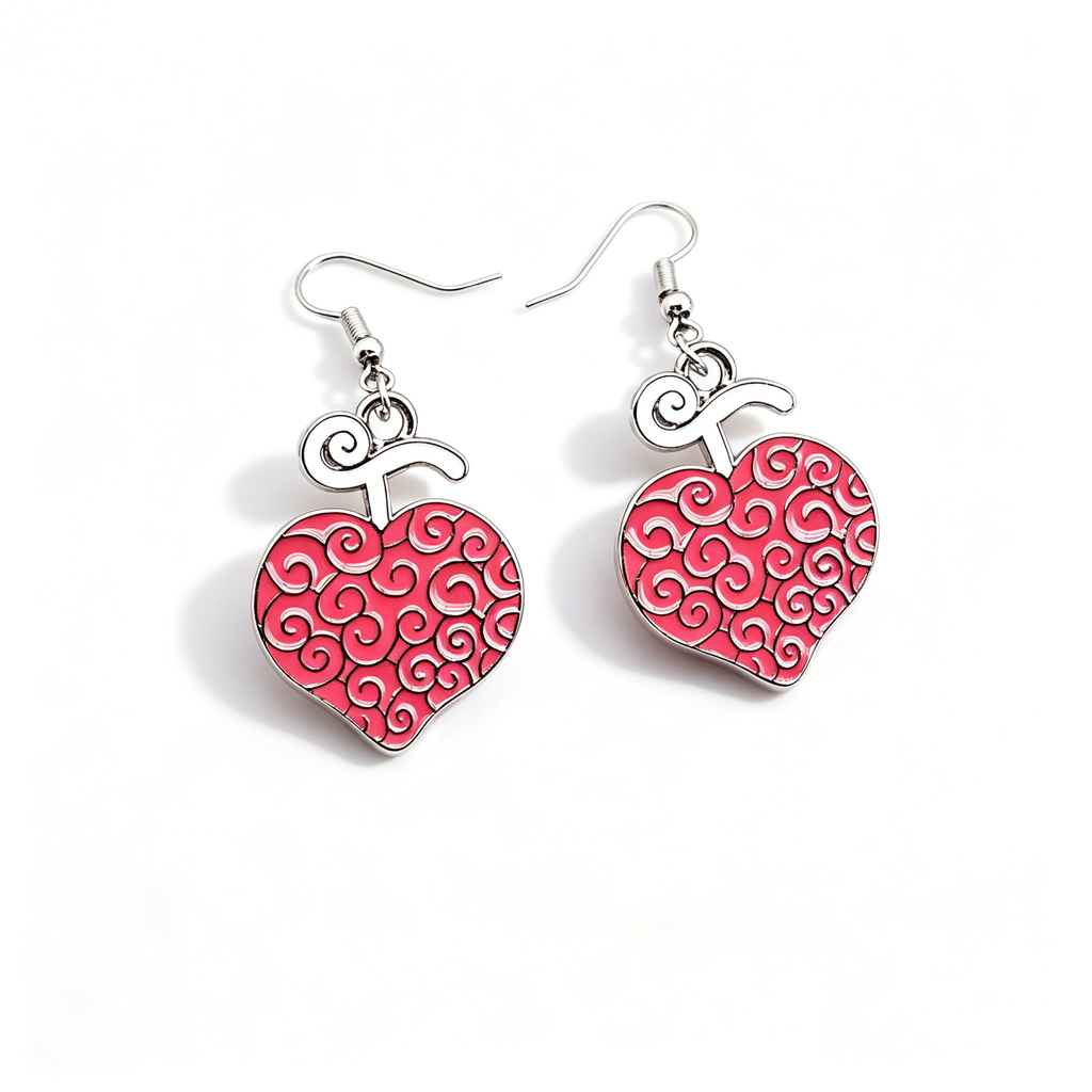 Boucles d'oreilles pendantes en émail One Piece Fruit du Démon Pyro-Fruit de Ace