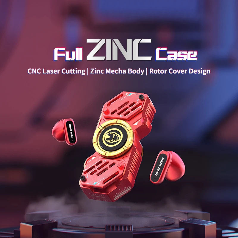 Écouteurs sans fil TWS Bluetooth 5.4 Marvel Iron Man Captain America Fidget Spinner, écouteurs sans fil à rabat magnétique Mecha en alliage de zinc
