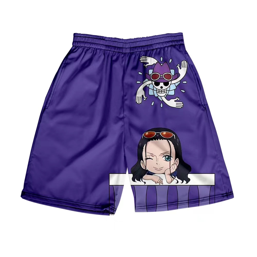Shorts d'été Luffy/Zoro/Sanji/Chopper Pantalon imprimé texte exquis
