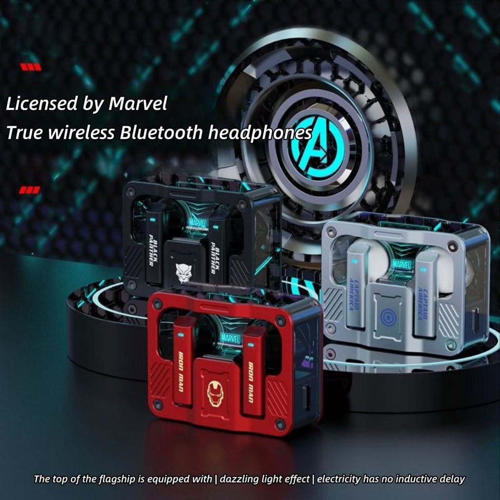 Écouteurs sans fil Marvel Iron Man Captain America, Casque Bluetooth Marvel avec étui de recharge