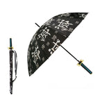 Demon Slayer Tanjiro Zenitsu Shinobu Katana Sword Handle Umbrella, Anime Pattern Windproof Straight Rain Sun Umbrella