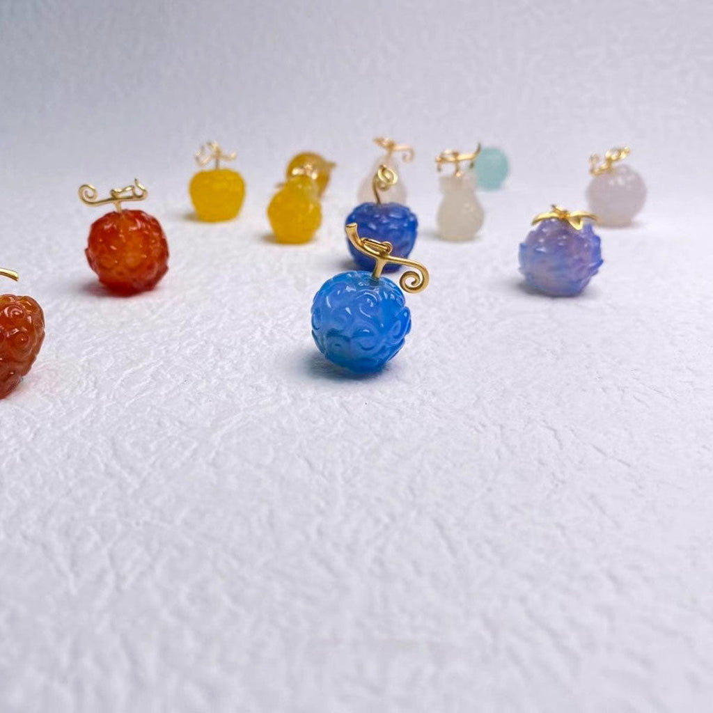 Ensemble collier et pendentif en agate naturelle faits à la main Luffy Fruit du démon
