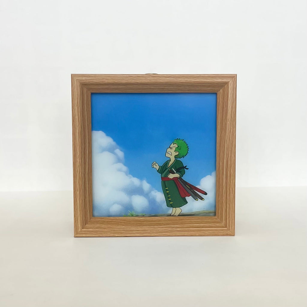 Tableau décoratif lumineux en bois massif Luffy/Ace, petite veilleuse, cadre photo, tableau décoratif.