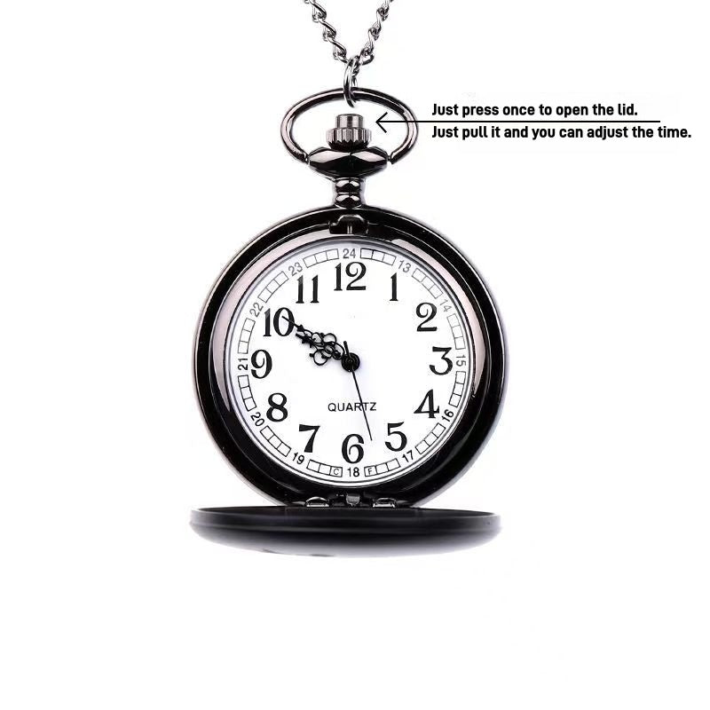 One Piece Monkey D Luffy Whitebeard Pocket Watch, Anime Pirate Skull Quartz Necklace Watch