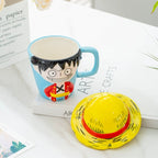 Tasse en céramique sur le thème de Luffy et cendrier en forme de Fruit du démon en caoutchouc