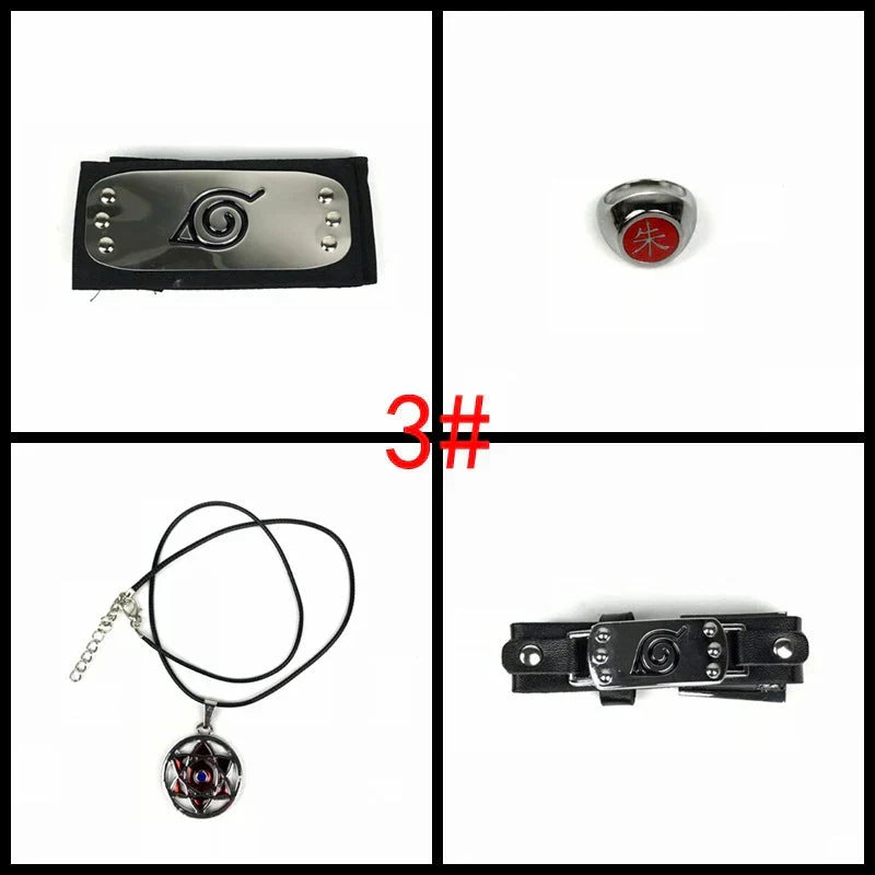 Sasuke1:1 métal kunaishuriken bague bandeau collier costume