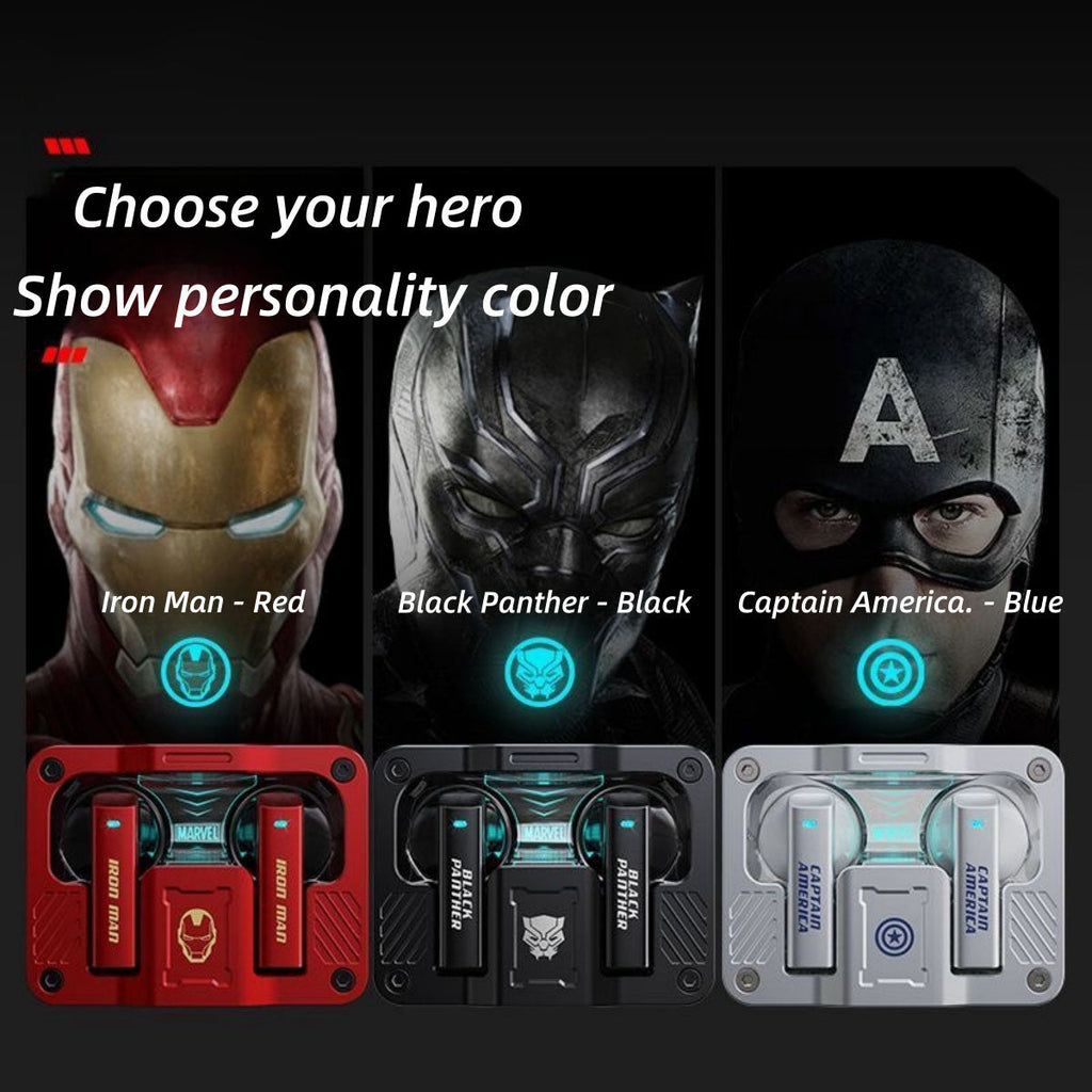 Écouteurs sans fil Marvel Iron Man Captain America, Casque Bluetooth Marvel avec étui de recharge